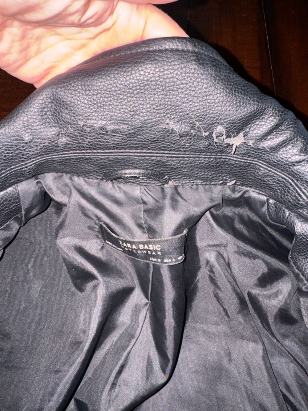 ZARA Basic Faux Leather Moto Jacket Black Belted Biker Style - Picture 11 of 12